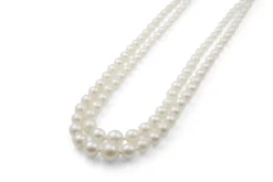 Akoya Double Strand Pearl Necklace With Platinum Diamond Clasp