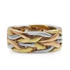 14ct 3 Tone Plaited Cigar Band Ring