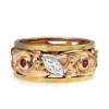 14ct 3 Tone Ruby Art Deco Vintage Ring