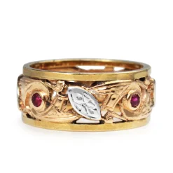 14ct 3 Tone Ruby Art Deco Vintage Ring