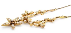 15ct and 9ct Yellow Gold Antique Floral Pearl Necklace
