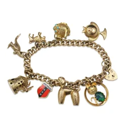 9ct and 14ct Yellow Gold Estate Charm Bracelet