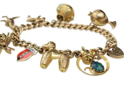 9ct and 14ct Yellow Gold Estate Charm Bracelet