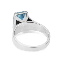 18ct and Palladium Aquamarine Solitaire Ring