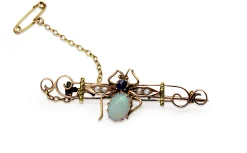 14ct Antique Opal, Pearl and Sapphire Insect / Bee Brooch