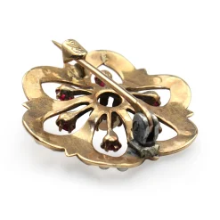 10ct Antique Opal, Ruby and Pearl Floral Brooch