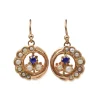 18ct Antique Rose Gold Pearl and Sapphire Earrings