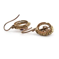 18ct Antique Rose Gold Pearl and Sapphire Earrings