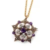 14ct Gold Amethyst and Pearl Brooch and Necklace
