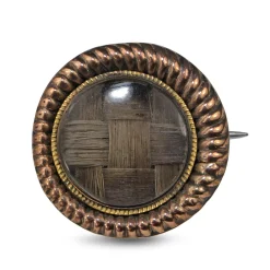 9ct Gold Antique Braided Hair Mourning Brooch
