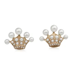 9ct Gold Antique Pearl 'Crown' Style Earrings