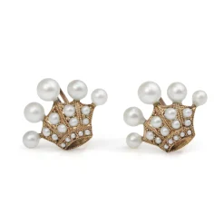 9ct Gold Antique Pearl 'Crown' Style Earrings