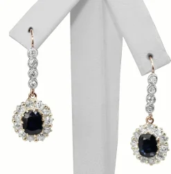 18ct Gold Antique Sapphire and Diamond Drop Earrings