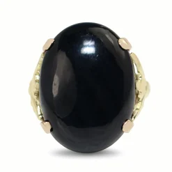 14ct Rose / Yellow Gold Onyx Vintage Ring