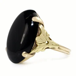 14ct Rose / Yellow Gold Onyx Vintage Ring