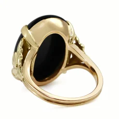 14ct Rose / Yellow Gold Onyx Vintage Ring