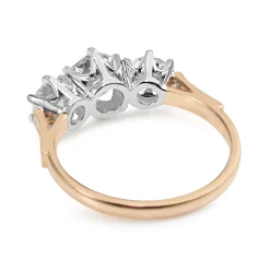 18ct Rose and White Gold 3 Stone Antique Style Diamond Ring