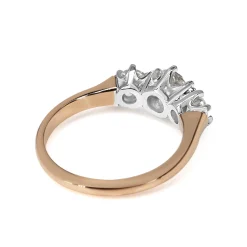 18ct Rose and White Gold Antique Style 3 Stone Diamond Ring