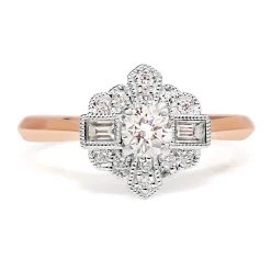 18ct Rose and White Gold Art Deco Style Ring