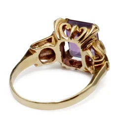 18ct Rose and White Gold Art Deco Amethyst and Diamond Ring