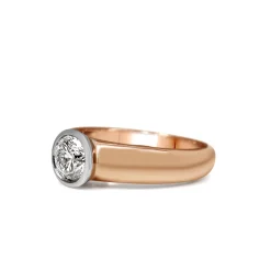 9ct Rose and White Gold Bezel Diamond Solitaire Ring