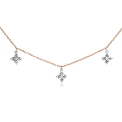 9ct Rose and White Gold Clover Diamond Necklace