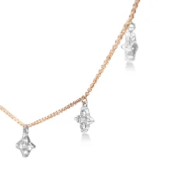 9ct Rose and White Gold Clover Diamond Necklace