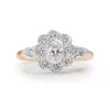 18ct Rose and White Gold Daisy Diamond Ring