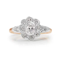 18ct Rose and White Gold Daisy Diamond Ring
