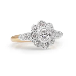 18ct Rose and White Gold Daisy Diamond Ring