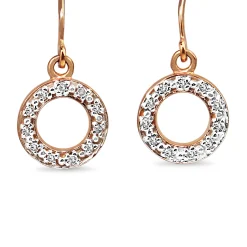 9ct Rose and White Gold Diamond Circle Drop Earrings