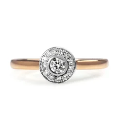 18ct Rose and White Gold Diamond Halo Ring