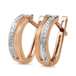 9ct Rose and White Gold Diamond Hoop Earrings