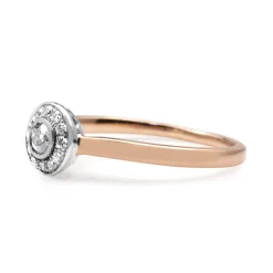 18ct Rose and White Gold Diamond Halo Ring