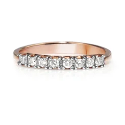 9ct Rose and White Gold Fine Diamond Band