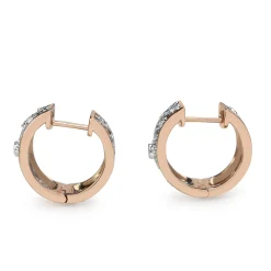 9ct Rose and White Gold Floral Diamond Hoop Earrings