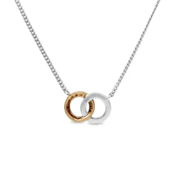 18ct Rose and White Gold Interlocking Circles Pink Diamond Necklace