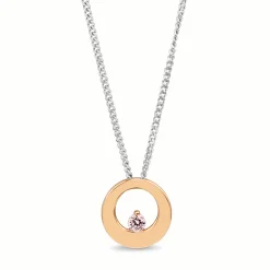 18ct Rose and White Gold Light Pink Diamond Necklace