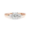18ct Rose and White Gold Oval and Heart Shape 3 Stone Diamond Ring