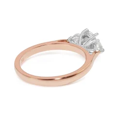 18ct Rose and White Gold Oval and Heart Shape 3 Stone Diamond Ring