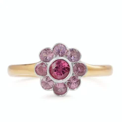 18ct Rose and White Gold Pink Sapphire Daisy Ring