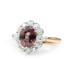 18ct Rose and White Gold Pink Sapphire and Diamond Daisy Ring