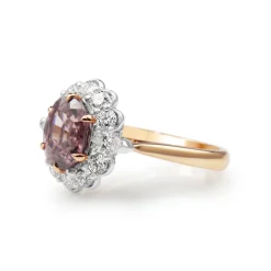 18ct Rose and White Gold Pink Sapphire and Diamond Daisy Ring