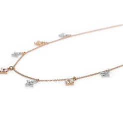 18ct Rose and White Gold Pink and White Diamond Chain / Necklace