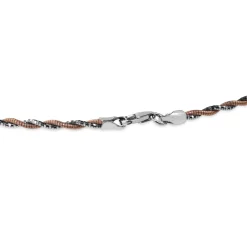 9ct Rose and White Gold Rope Style Omega Necklace