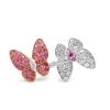18ct Rose and White Gold Sapphire and Diamond Butterfly Ring