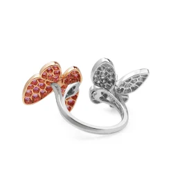 18ct Rose and White Gold Sapphire and Diamond Butterfly Ring