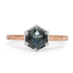 18ct Rose and White Gold Vintage Style Sapphire Ring