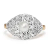 14ct Rose and White Gold Vintage Diamond and Pearl Ring