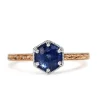 18ct Rose and White Gold Vintage Style Sapphire Solitaire Ring With Etched Band
